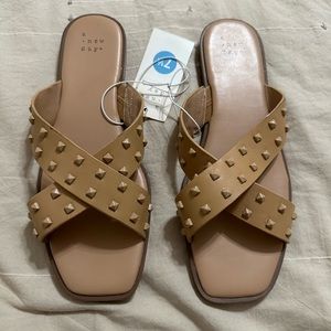 Studded tan sandals